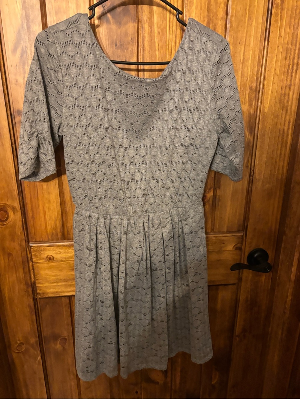 Maurices Grey Lace Midi Fit-and-Flare Dress